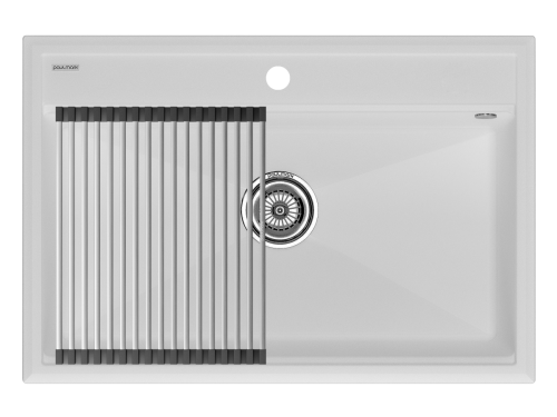 Кухонная мойка + коландер Paulmark PM117551-WH+R375-BS 75х50 цвет белый